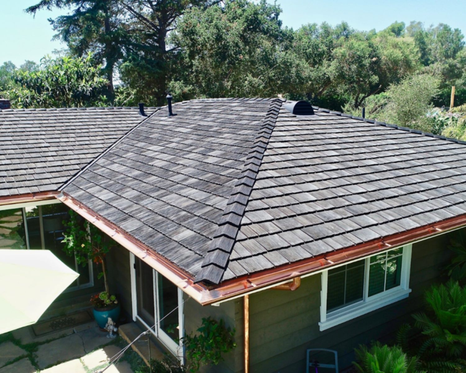 Residential roof installation with visible shingle detail