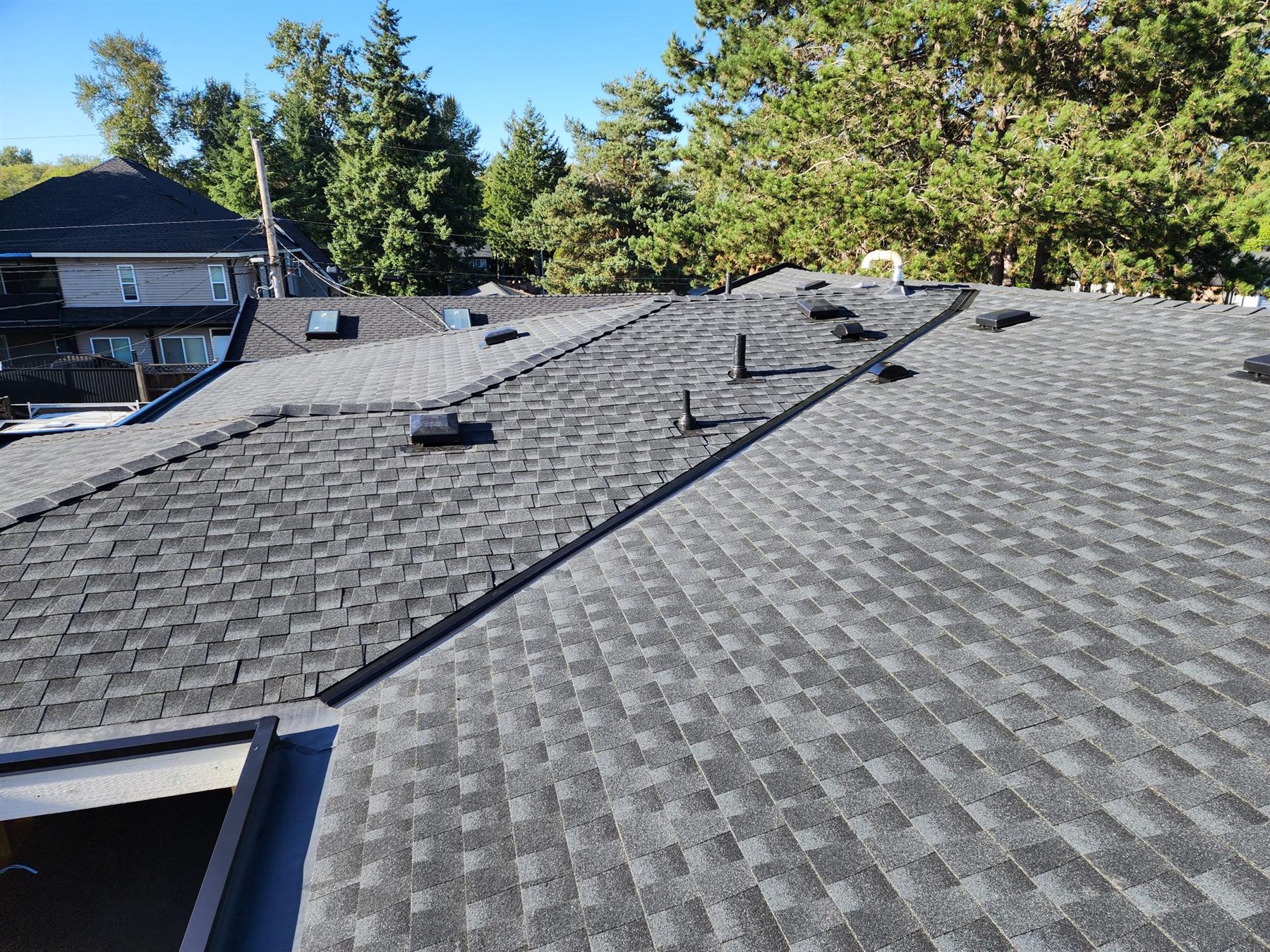 Residential shingle roof and roofline details