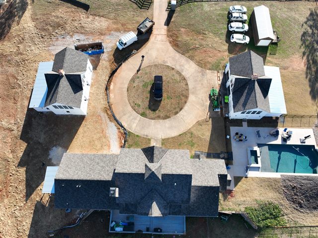 Aerial view of residential roofing work | King Contracting, serving Iowa