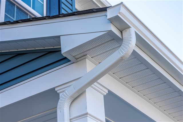 Residential gutter and downspout detail | King Contracting, serving Iowa